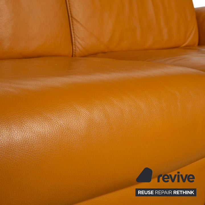 Himolla 9703 Leder Viersitzer Braun Orange Cognac Sofa Couch elektrische Funktion