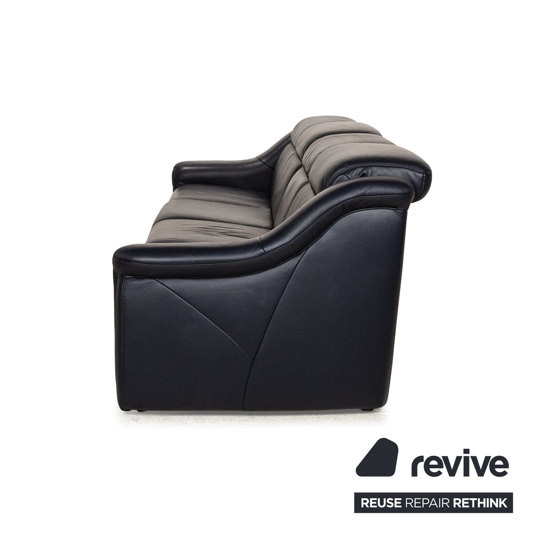 Canapé fonction relax électrique quatre places en cuir Himolla 9705 bleu