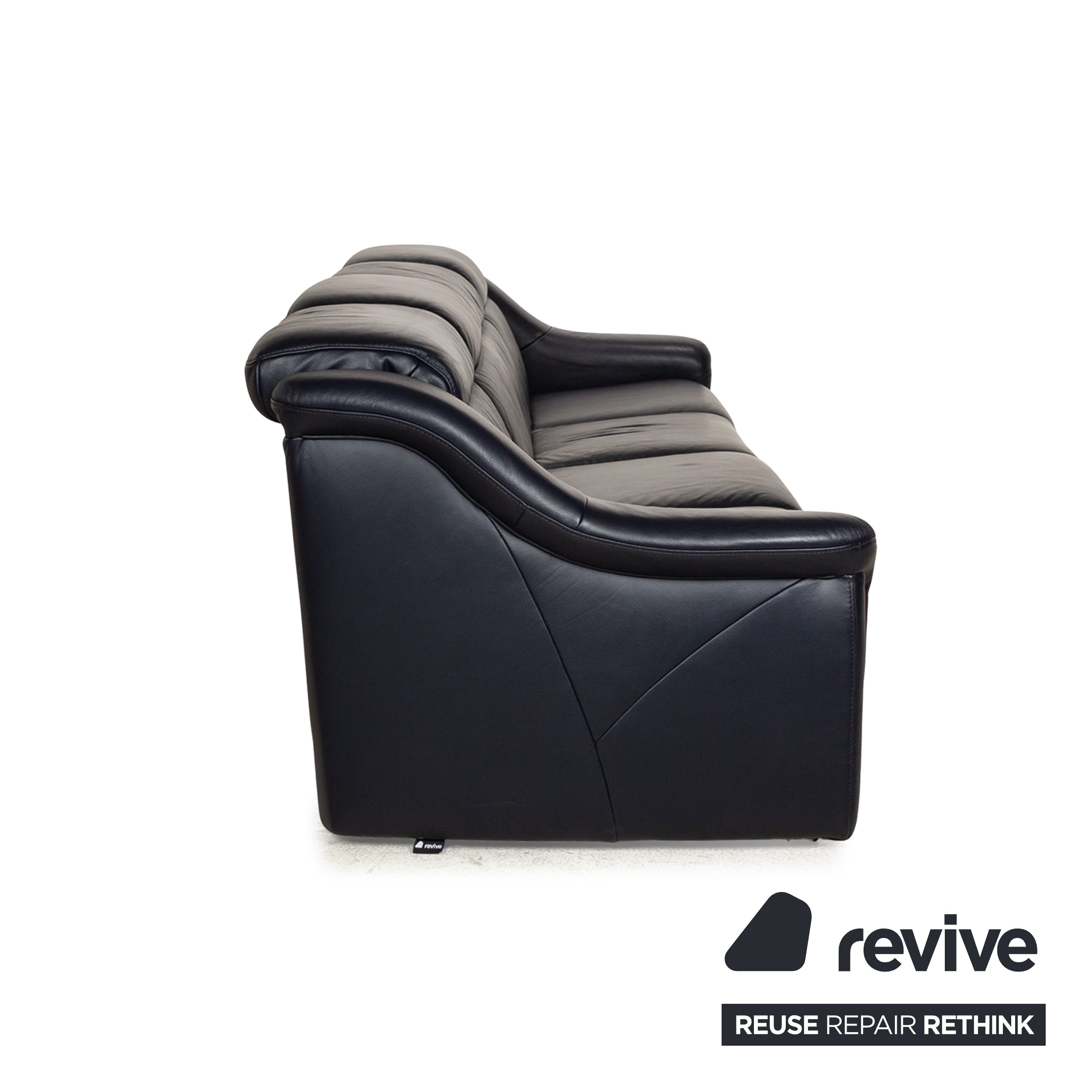 Canapé fonction relax électrique quatre places en cuir Himolla 9705 bleu