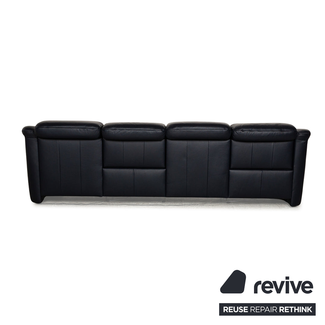 Canapé fonction relax électrique quatre places en cuir Himolla 9705 bleu