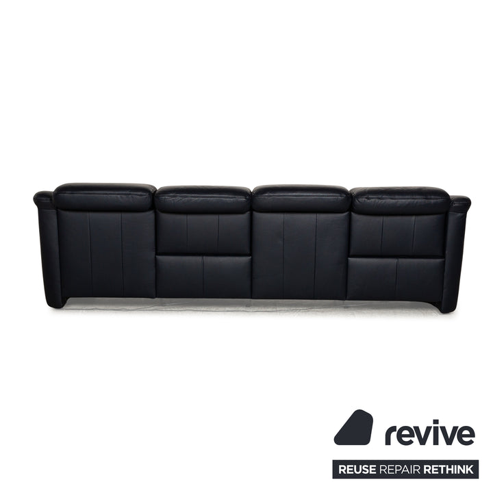 Canapé fonction relax électrique quatre places en cuir Himolla 9705 bleu