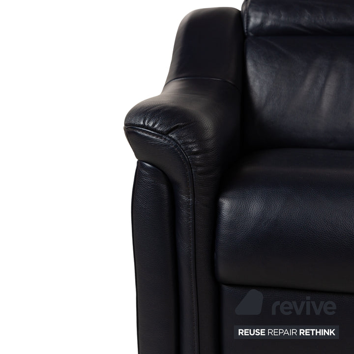 Canapé fonction relax électrique quatre places en cuir Himolla 9705 bleu