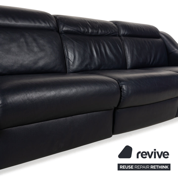 Canapé fonction relax électrique quatre places en cuir Himolla 9705 bleu