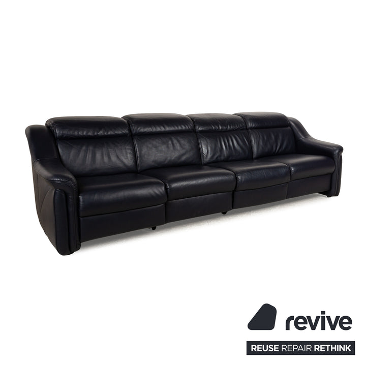 Himolla 9705 Leder Viersitzer Blau elektrische Relaxfunktion Sofa