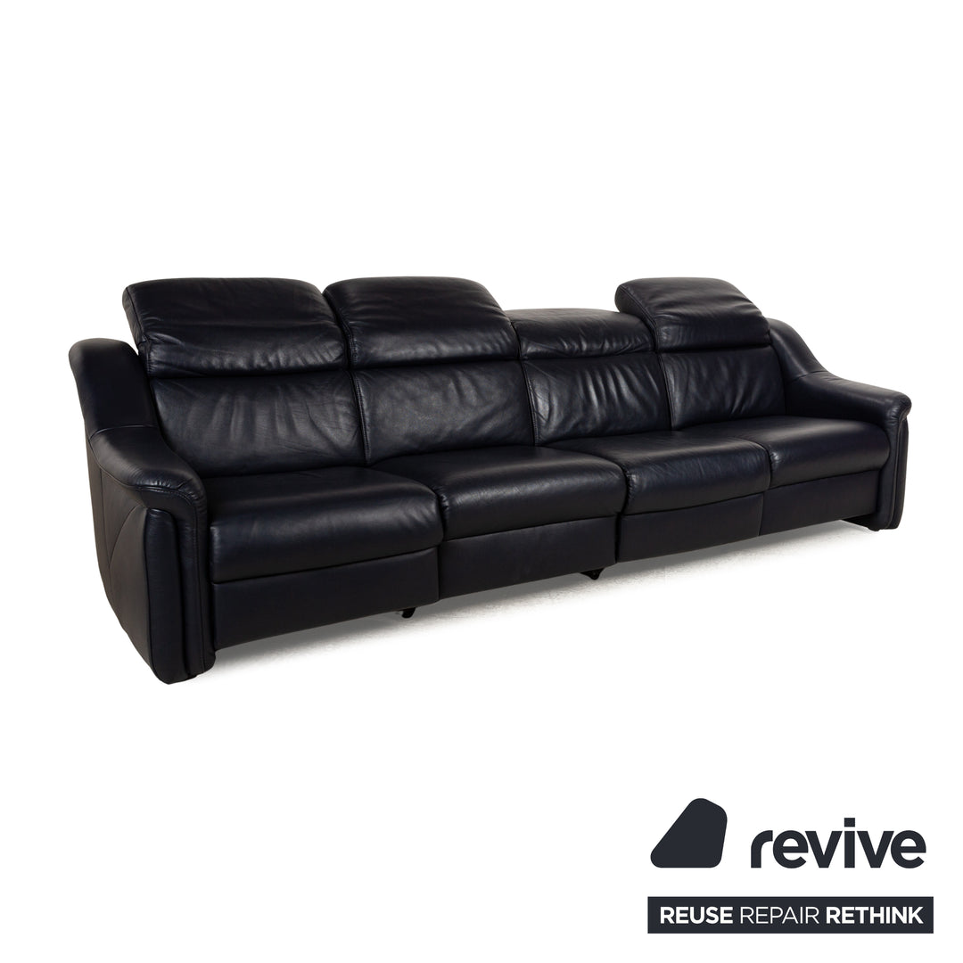 Canapé fonction relax électrique quatre places en cuir Himolla 9705 bleu