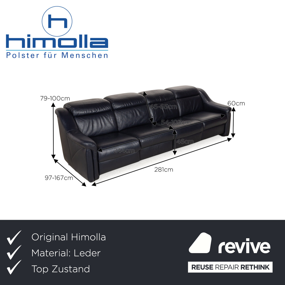 Himolla 9705 Leather Four Seater Blue Electric Relaxation Sofa