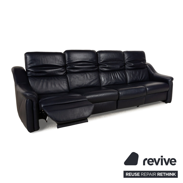 Canapé fonction relax électrique quatre places en cuir Himolla 9705 bleu