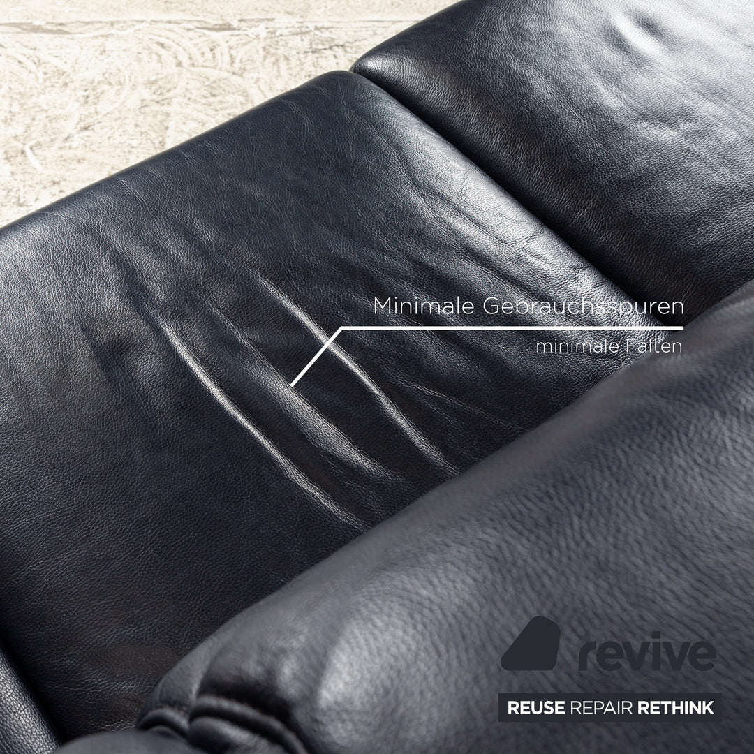 Canapé fonction relax électrique quatre places en cuir Himolla 9705 bleu