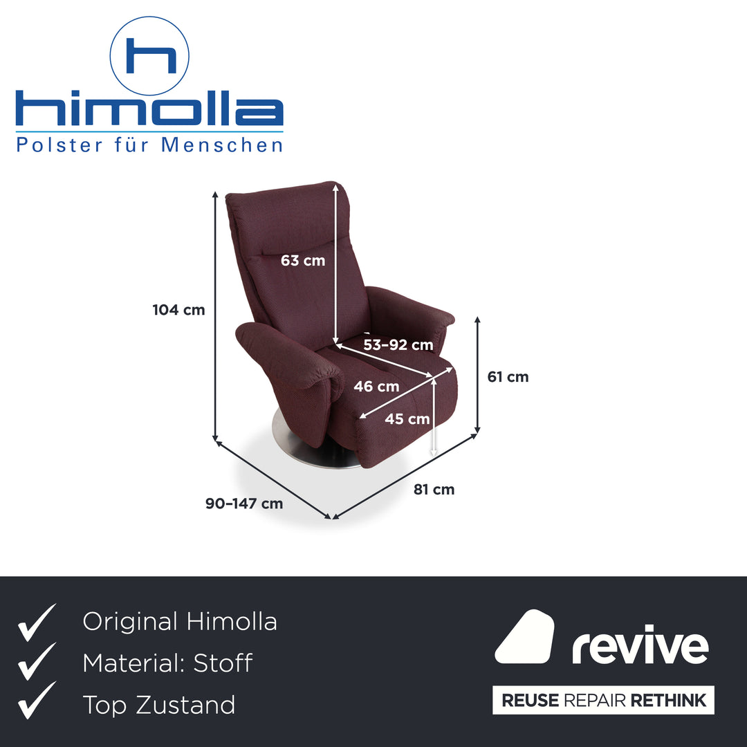 Himolla Alan fauteuil tissu Palerme Aubergine Rouge fonction relaxation manuelle