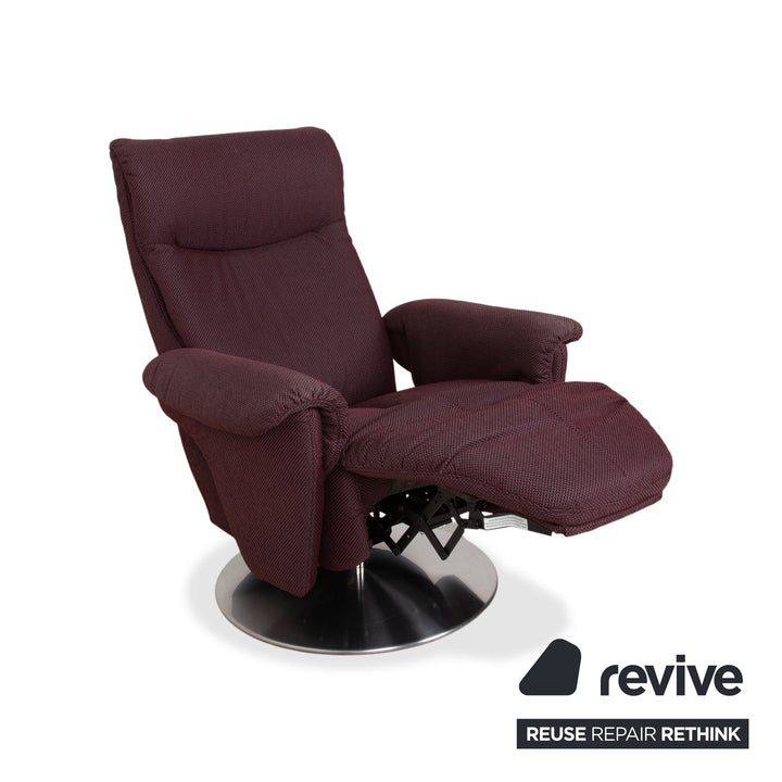 Himolla Alan fauteuil tissu Palerme Aubergine Rouge fonction relaxation manuelle