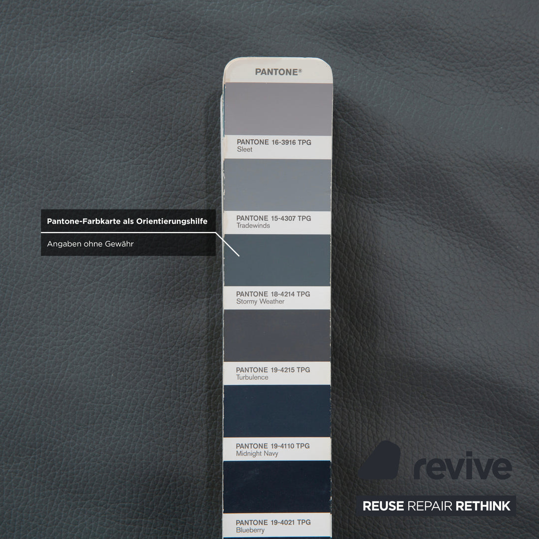 Canapé d'angle en cuir Himolla Biella, bleu-gris pétrole, réglage manuel et électrique.