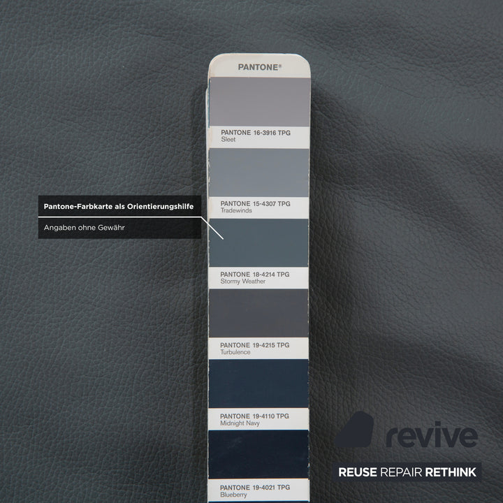 Canapé d'angle en cuir Himolla Biella, bleu-gris pétrole, réglage manuel et électrique.