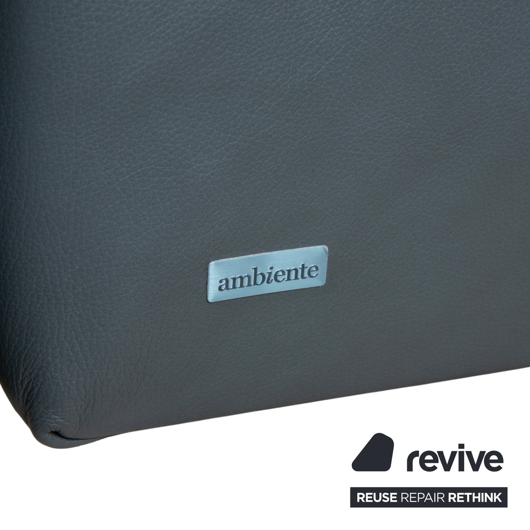 Canapé d'angle en cuir Himolla Biella, bleu-gris pétrole, réglage manuel et électrique.