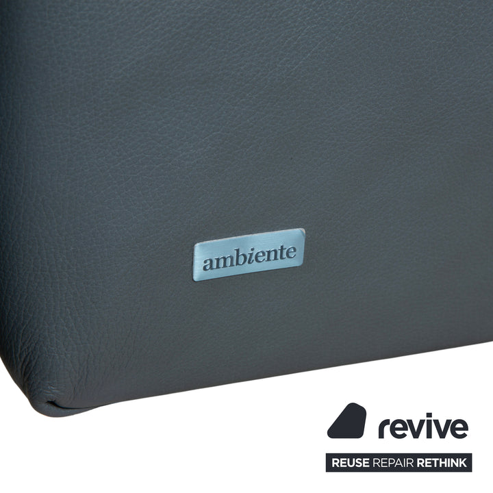 Canapé d'angle en cuir Himolla Biella, bleu-gris pétrole, réglage manuel et électrique.