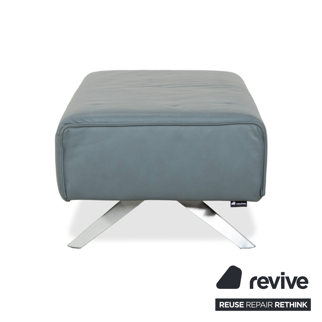 Himolla Biella Leder Hocker Blau Grau