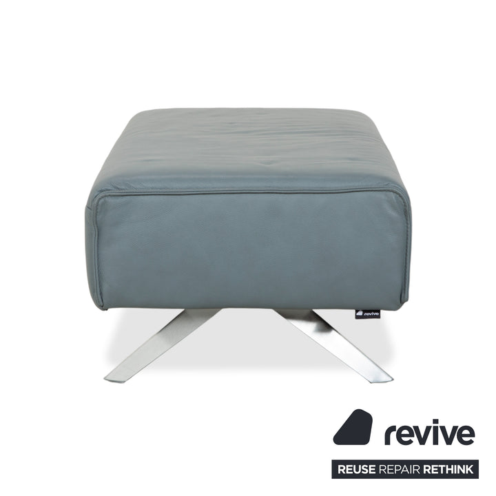Himolla Biella Leder Hocker Blau Grau