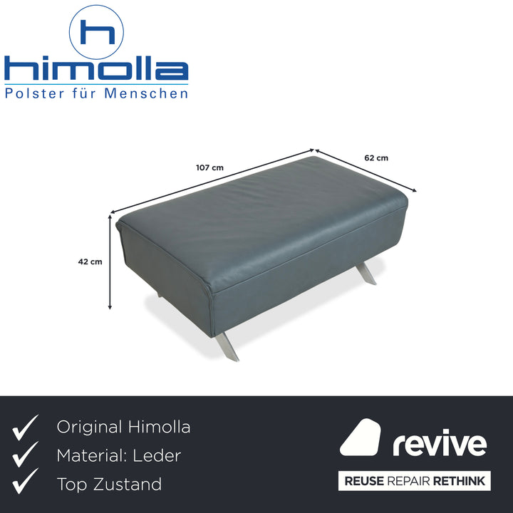 Himolla Biella Leather Stool Blue Grey Petrol