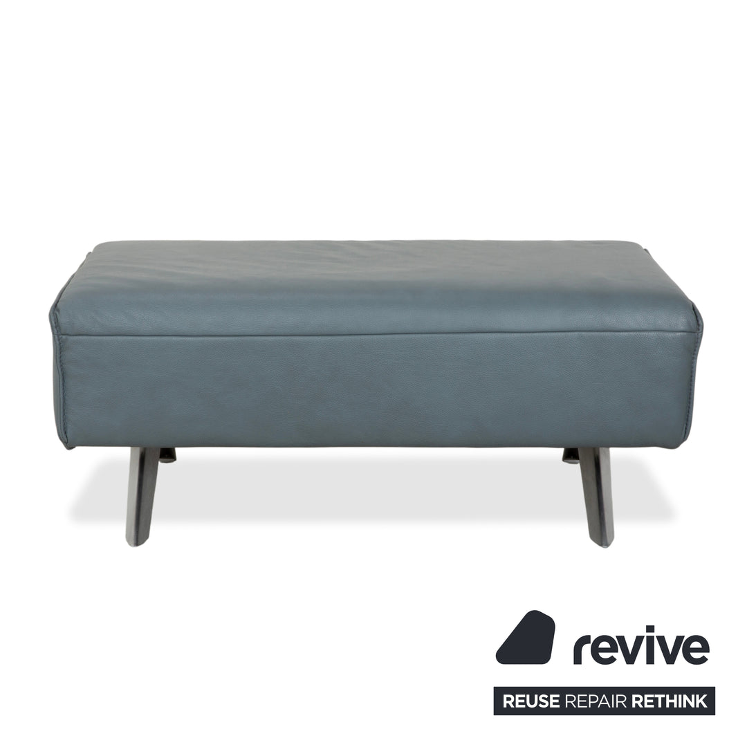 Himolla Biella Leder Hocker Blau Grau