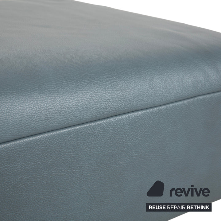Himolla Biella Leder Hocker Blau Grau