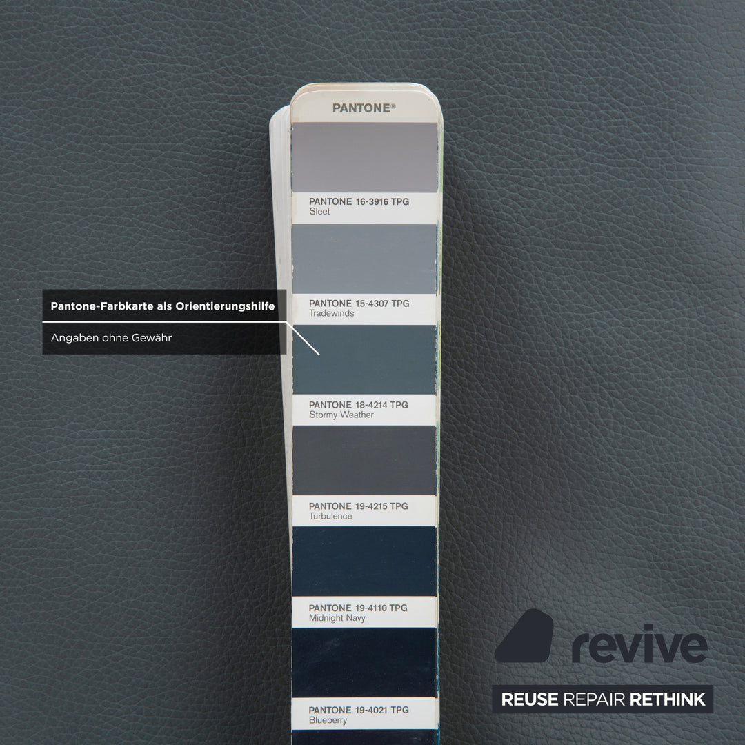 Himolla Biella Leather Stool Blue Grey Petrol