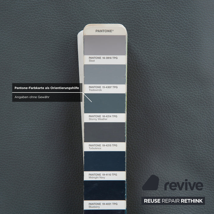 Himolla Biella Leather Stool Blue Grey Petrol