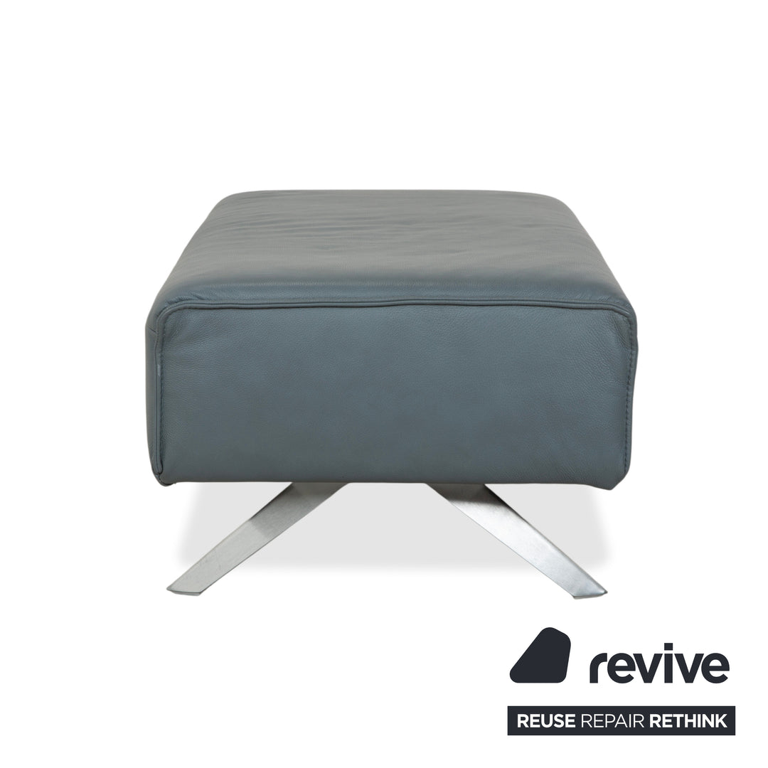 Himolla Biella Leder Hocker Blau Grau