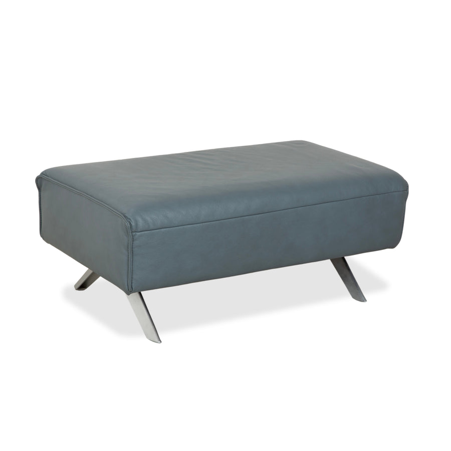 Himolla Biella Leder Hocker Blau Grau