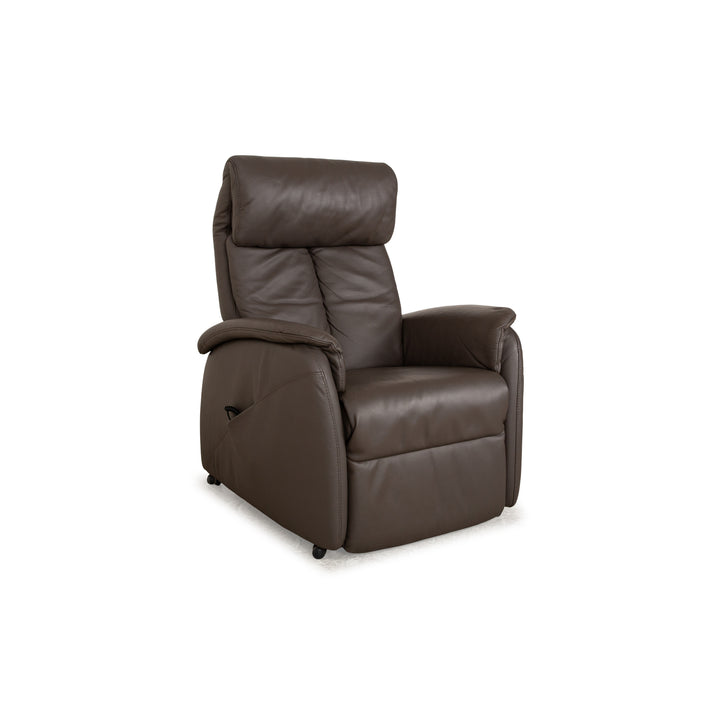 Himolla Cumulus Leather Armchair Brown Taupe Electric Function Lift-Up Aid