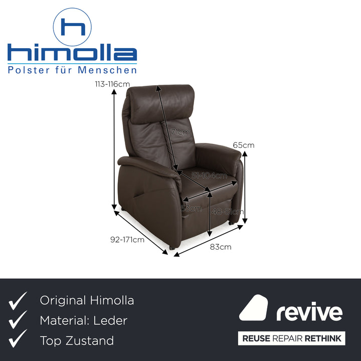 Himolla Cumulus Leather Armchair Brown Taupe Electric Function Lift-Up Aid