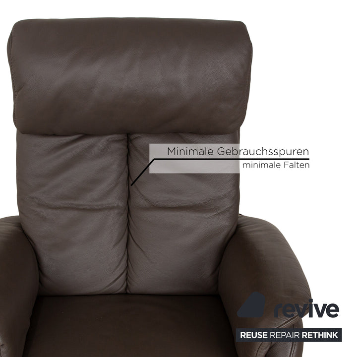 Himolla Cumulus Leather Armchair Brown Taupe Electric Function Lift-Up Aid