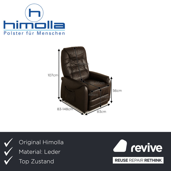 Himolla Cumulus leather armchair dark brown electric function stand-up function