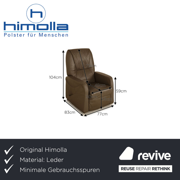 Himolla Cumulus leather armchair grey taupe electric function stand-up aid