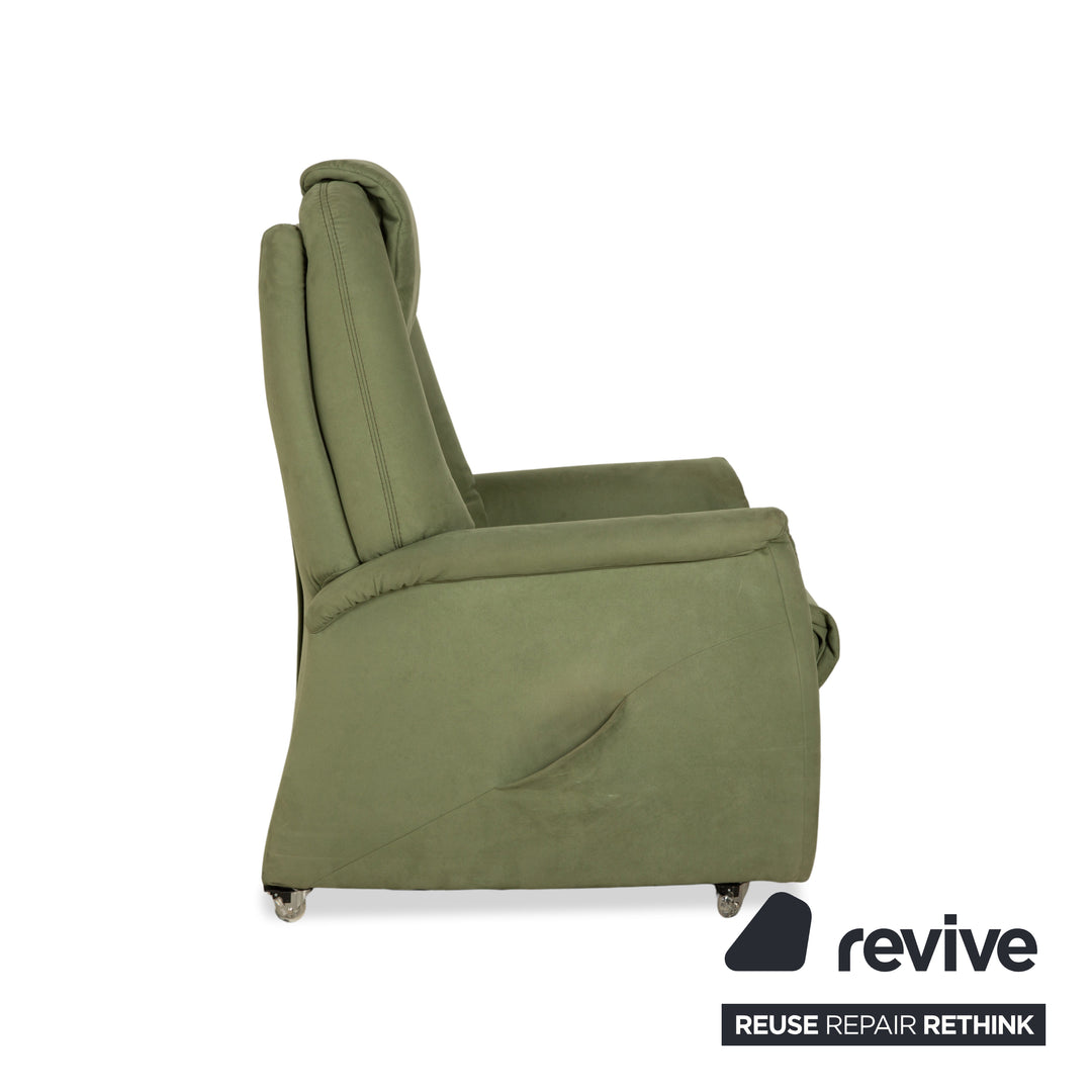 Himolla Cumulus fabric armchair green olive electric stand-up function