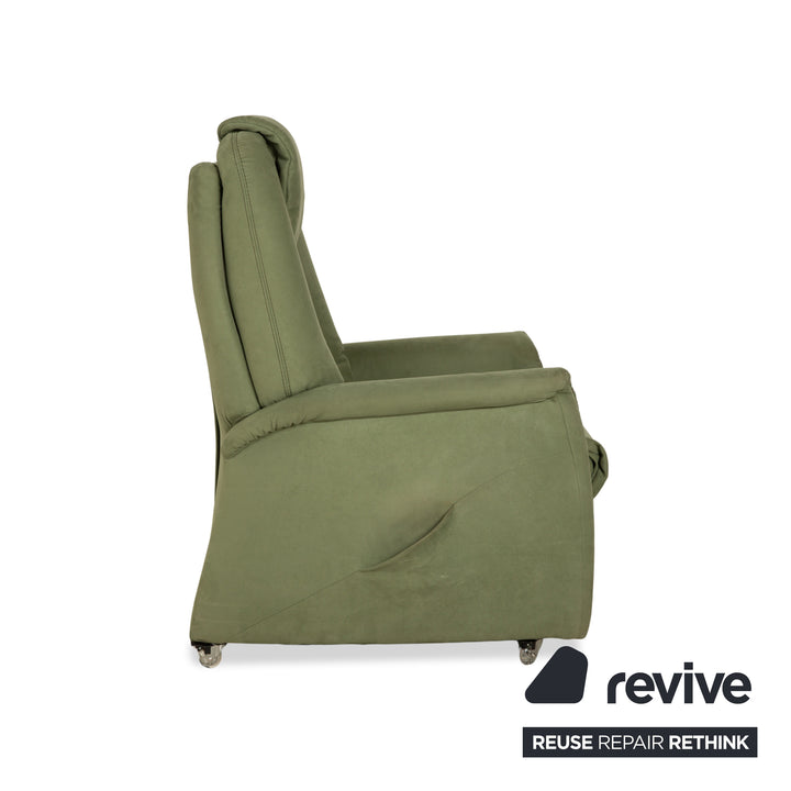 Himolla Cumulus fabric armchair green olive electric stand-up function
