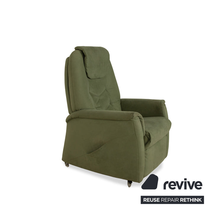 Himolla Cumulus fabric armchair, green/olive, electric function, lift-up assistance, reclining function