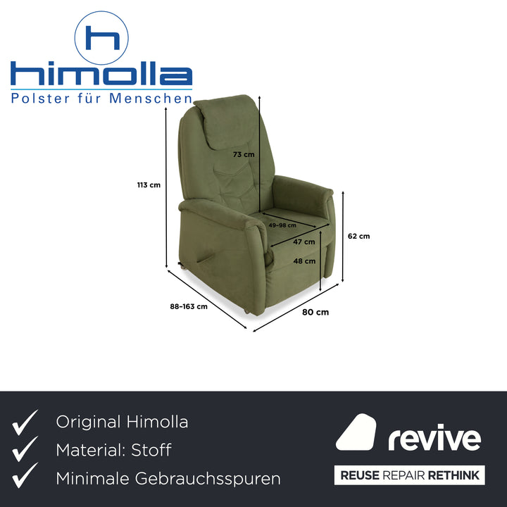 Himolla Cumulus fabric armchair green olive electric stand-up function