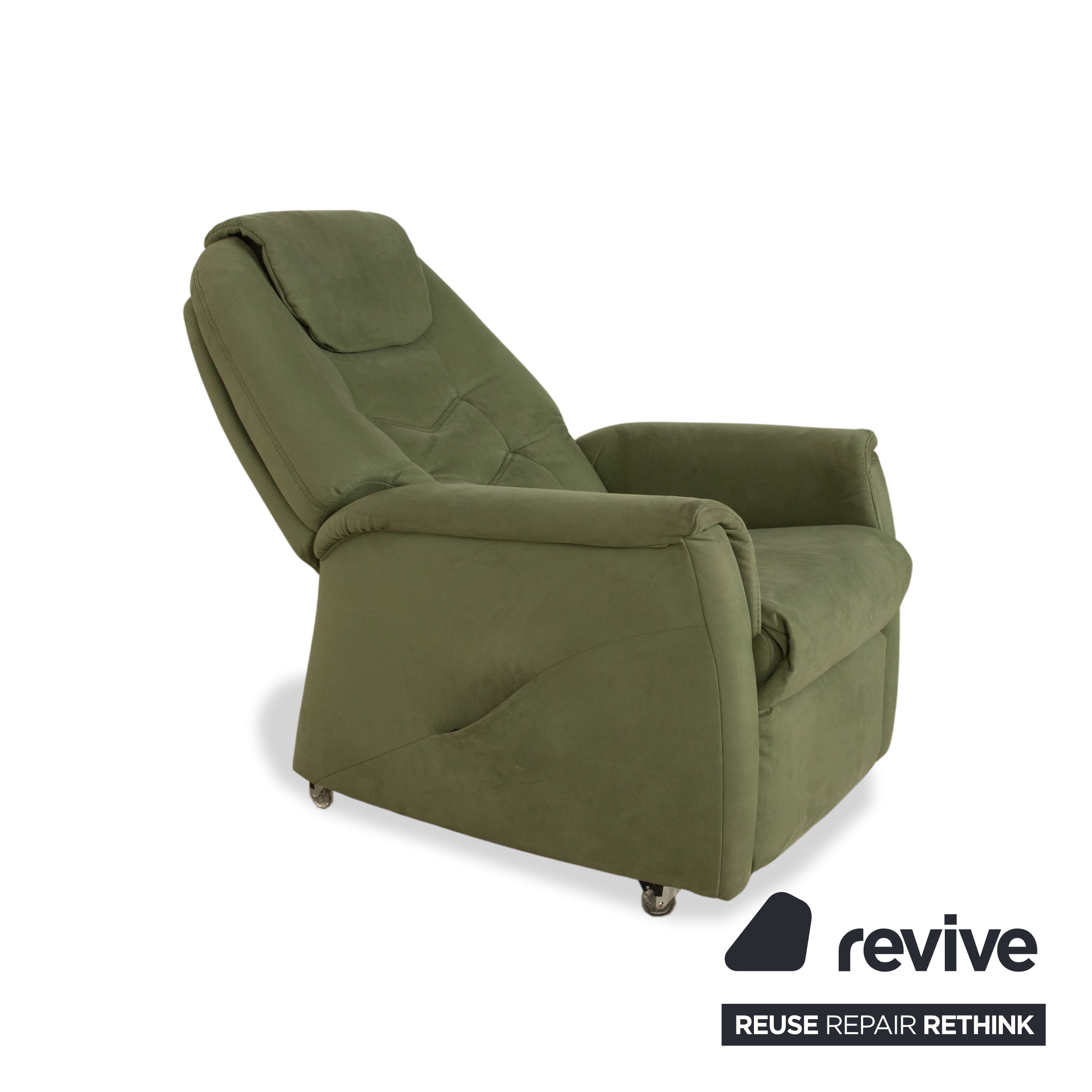 Himolla Cumulus fabric armchair, green/olive, electric function, lift-up assistance, reclining function
