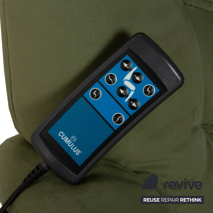 Himolla Cumulus fabric armchair green olive electric stand-up function