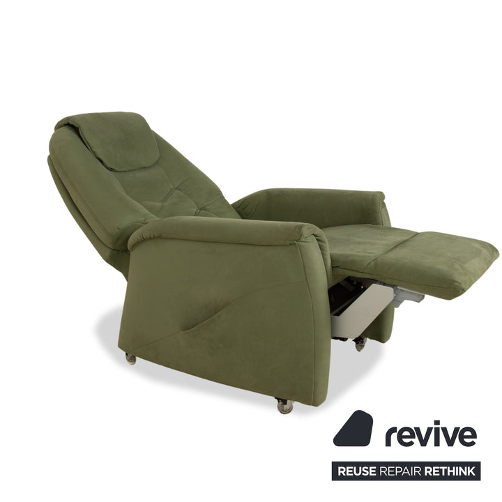Himolla Cumulus fabric armchair green olive electric stand-up function
