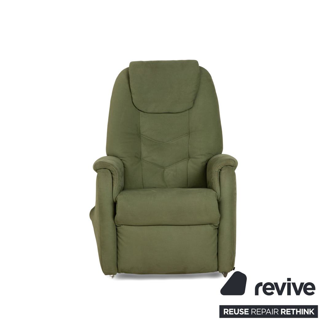 Himolla Cumulus fabric armchair, green/olive, electric function, lift-up assistance, reclining function