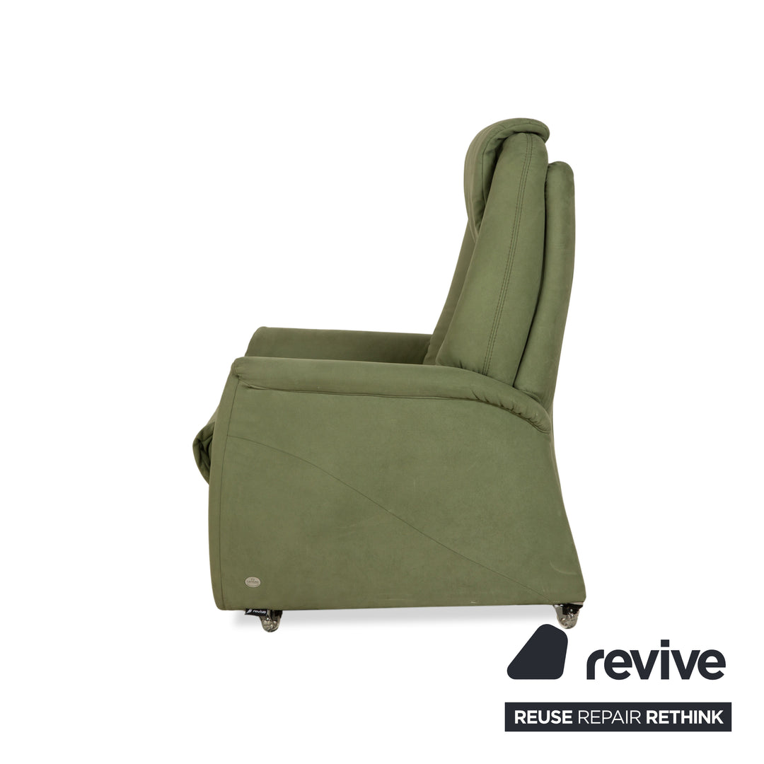 Himolla Cumulus fabric armchair green olive electric stand-up function