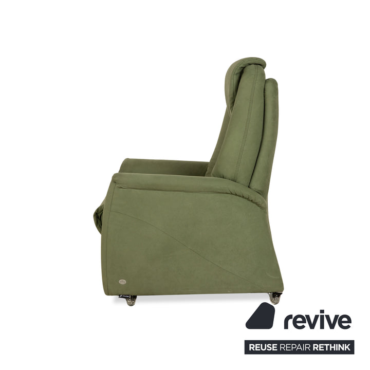Himolla Cumulus fabric armchair green olive electric stand-up function