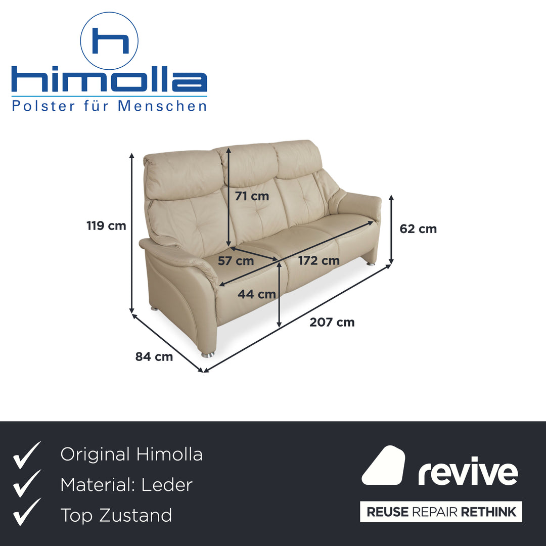 Himolla Cumuly 4215 Three-Seater Leather Sofa Cream Beige Couch