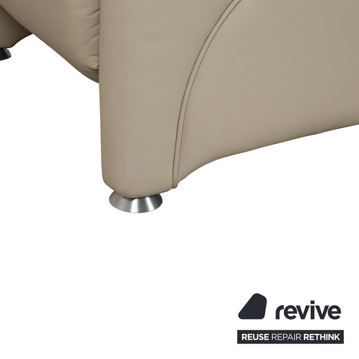 Himolla Cumuly 4215 Garnitur Leder Dreisitzer Sofa Couch Sessel Beige Creme mit manueller Relaxfunktion