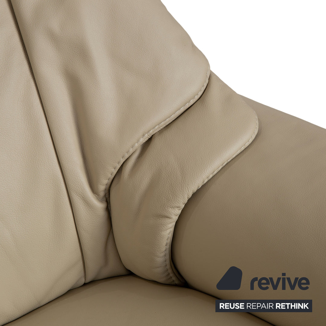 Himolla Cumuly 4215 Garnitur Leder Dreisitzer Sofa Couch Sessel Beige Creme mit manueller Relaxfunktion