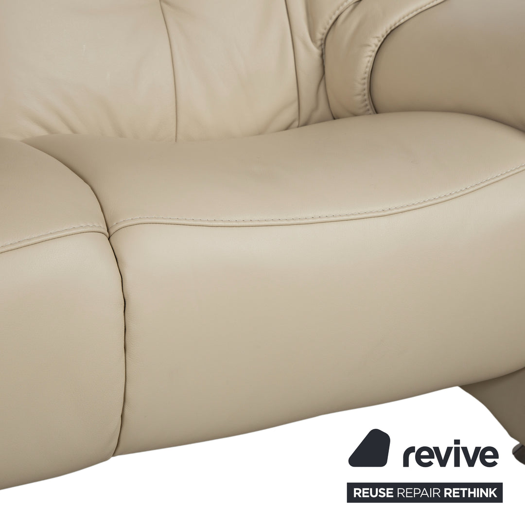Himolla Cumuly 4215 Garnitur Leder Dreisitzer Sofa Couch Sessel Beige Creme mit manueller Relaxfunktion