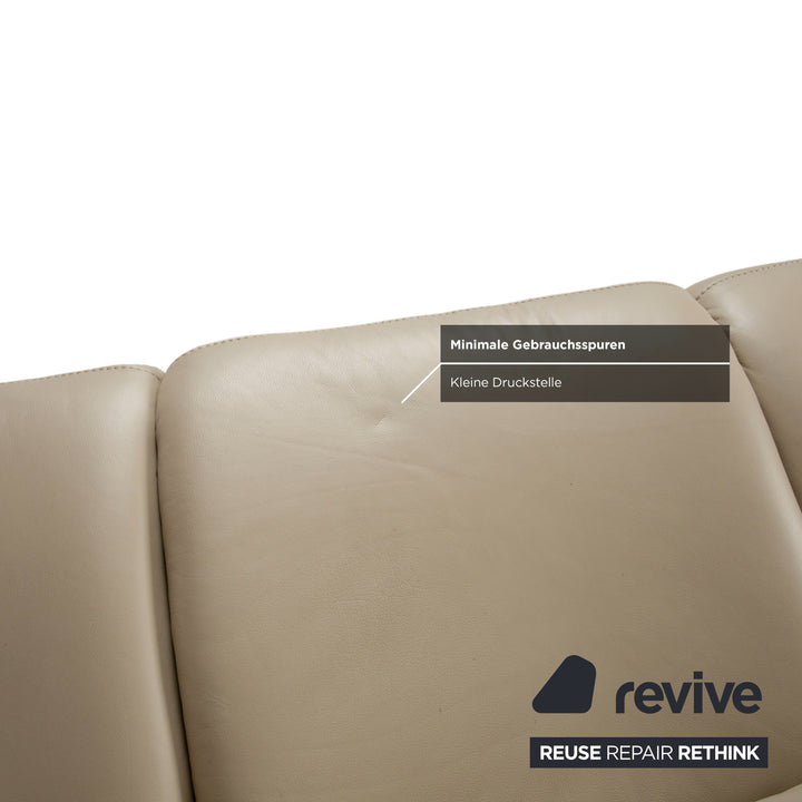 Himolla Cumuly 4215 Garnitur Leder Dreisitzer Sofa Couch Sessel Beige Creme mit manueller Relaxfunktion