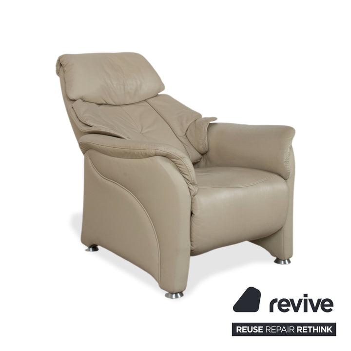 Himolla Cumuly 4215 Garnitur Leder Dreisitzer Sofa Couch Sessel Beige Creme mit manueller Relaxfunktion