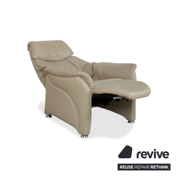 Himolla Cumuly 4215 Garnitur Leder Dreisitzer Sofa Couch Sessel Beige Creme mit manueller Relaxfunktion