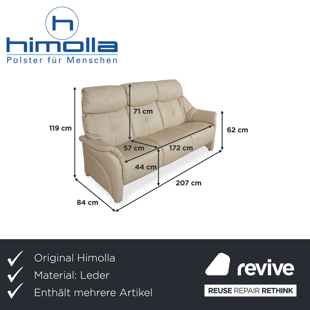 Himolla Cumuly 4215 Ensemble Cuir Canapé Trois Places Fauteuil Beige Crème avec Fonction Relaxation Manuelle